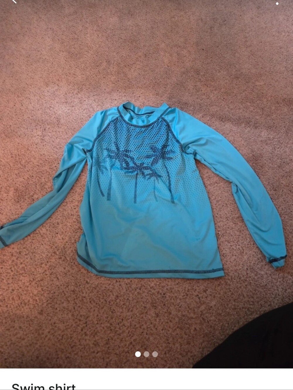 Big Chill Teal and Navy Polka Dot Long Sleeve Swim Top